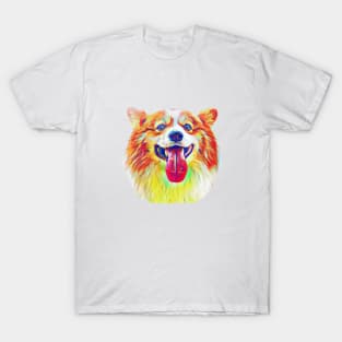 Rainbow color orange corgi dog T-Shirt